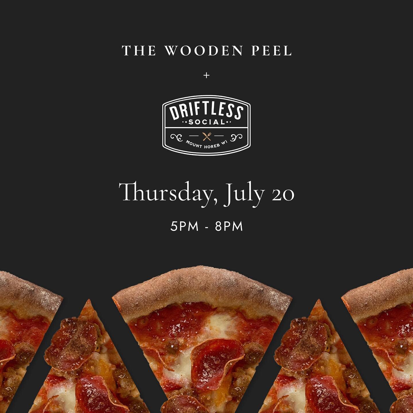 Maybe you've heard by now? @driftlesssocial is hosting The Wooden Peel for a pop up on Thursday, July 20th! We'll be there from 5pm-8pm. Pre-order to guarantee your pizzas and assure little wait time (see link in bio). We'll be accepting walk ups as 