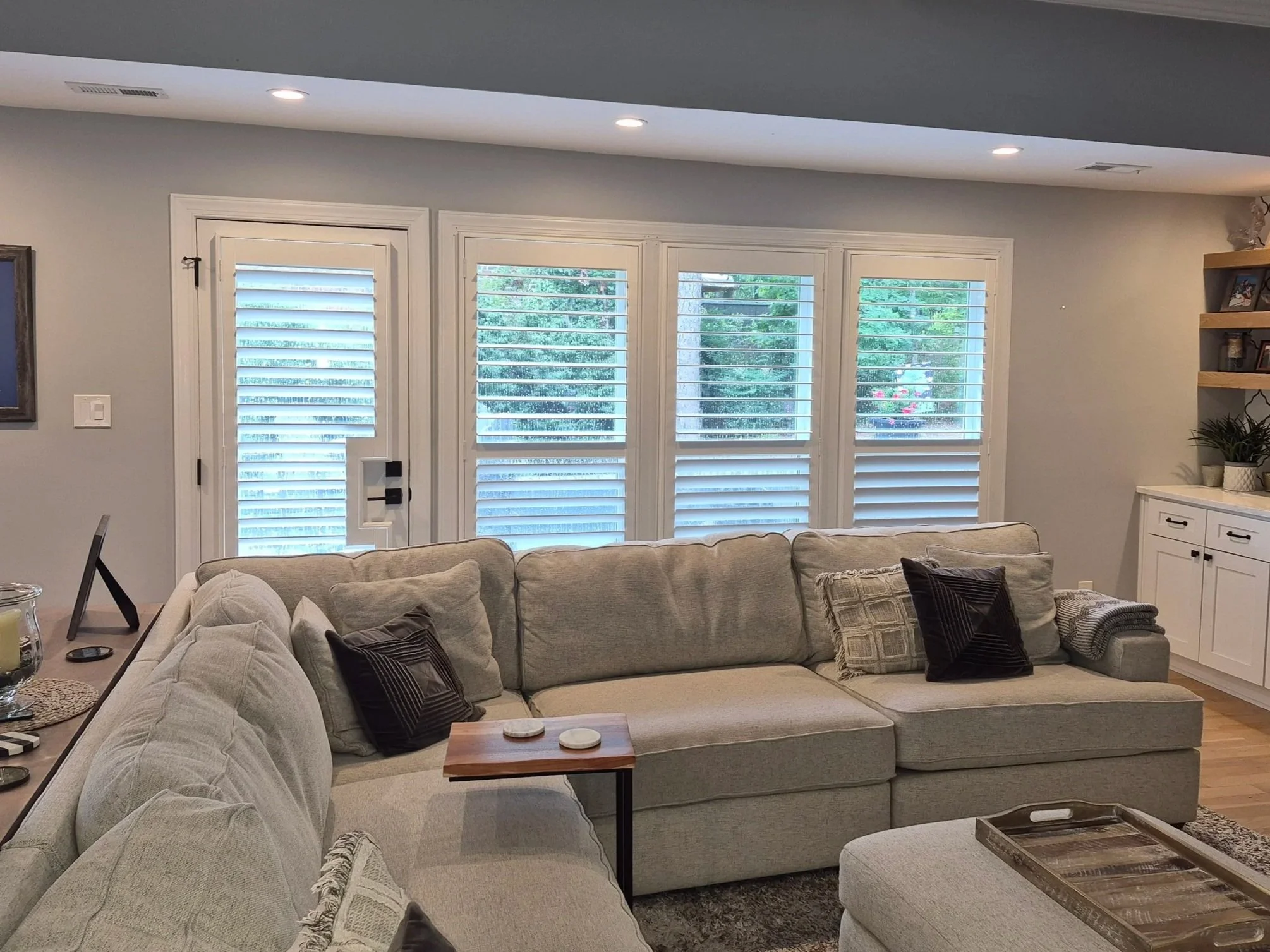 Wood Shutters in Family Room