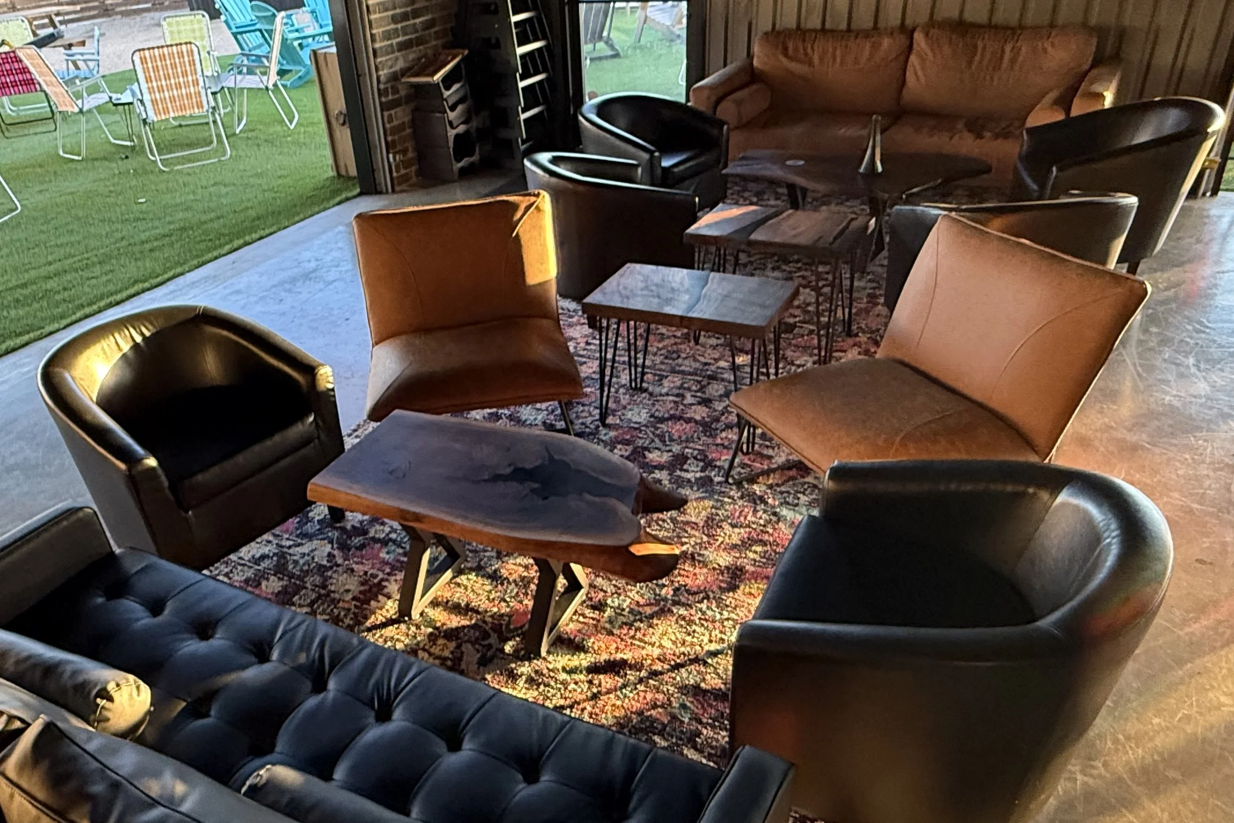 Walnut hospitality lounge tables