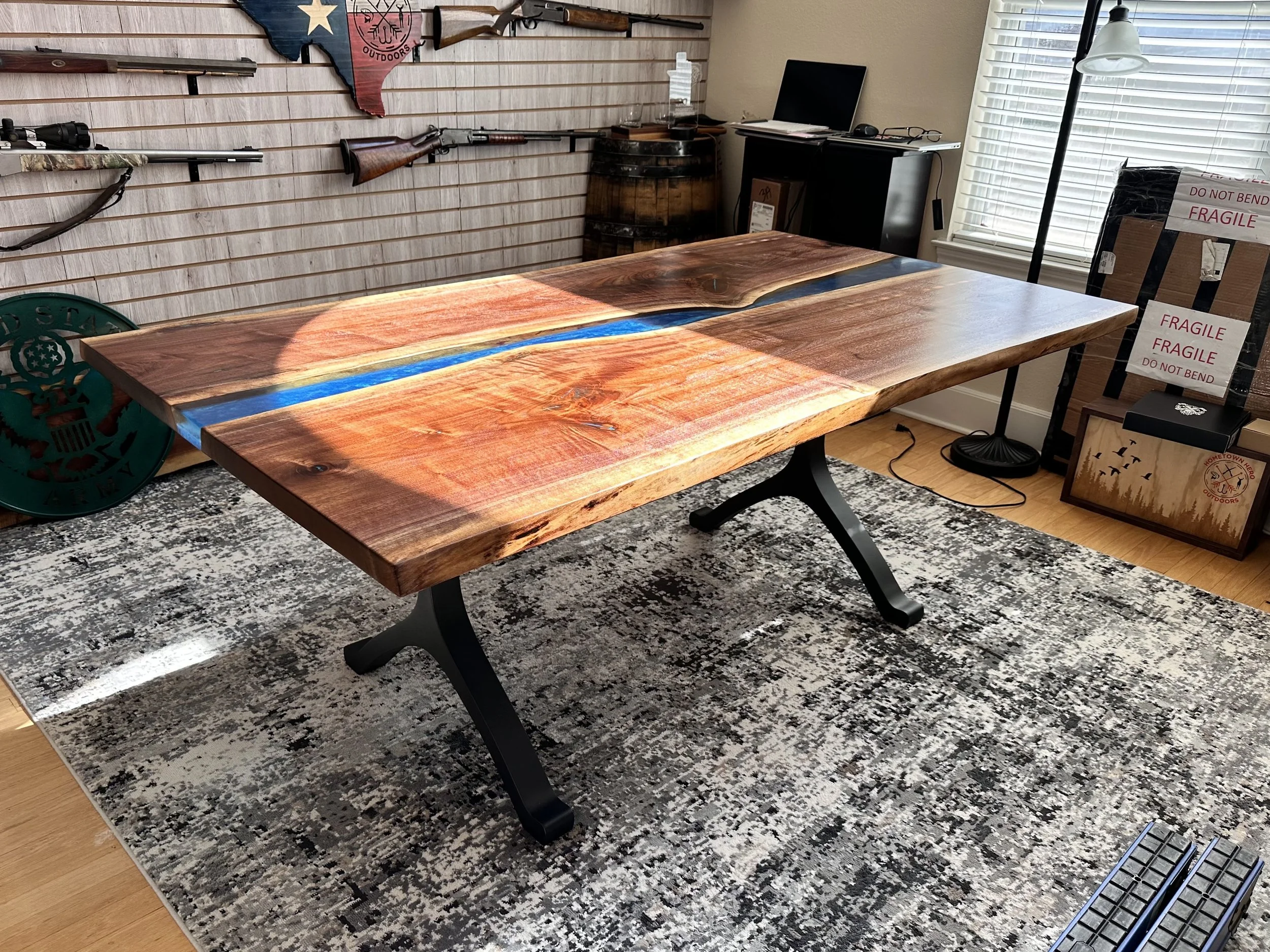 Live edge Walnut desk · Blue Epoxy River · 41" x 72" 