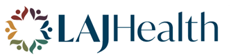 Logo of LAJHealth with stylized human figures forming a circular design in various colors.