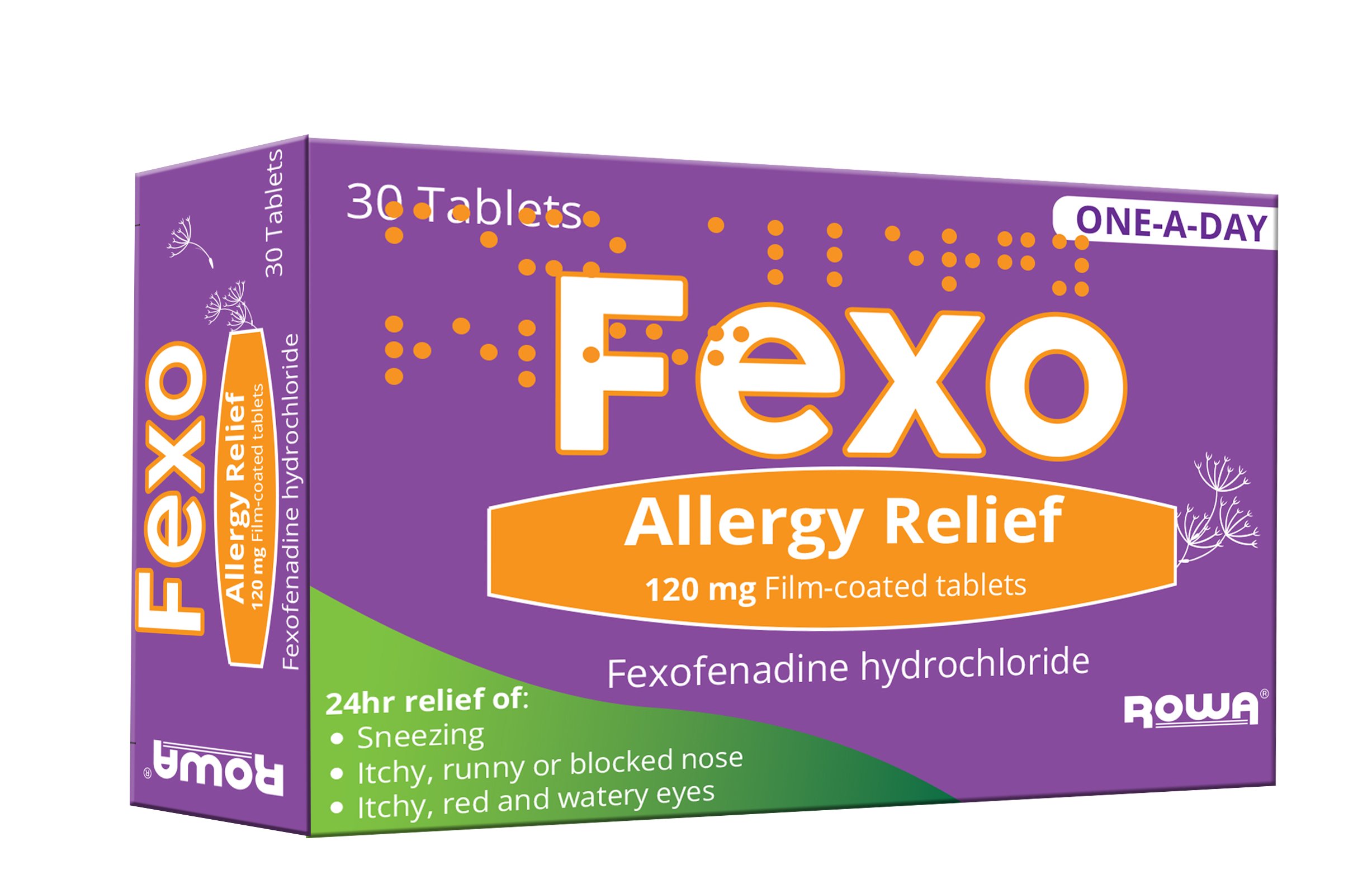 Fexo Allergy Relief 120mg x 30 (Fexofenadine hydrochloride) - Allergy Relief- Always read the leaflet.