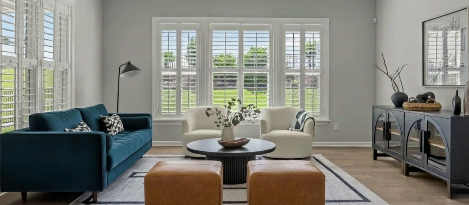 Cozy neutral living room with layered textures, warm wood accents, and modern organic furnishings