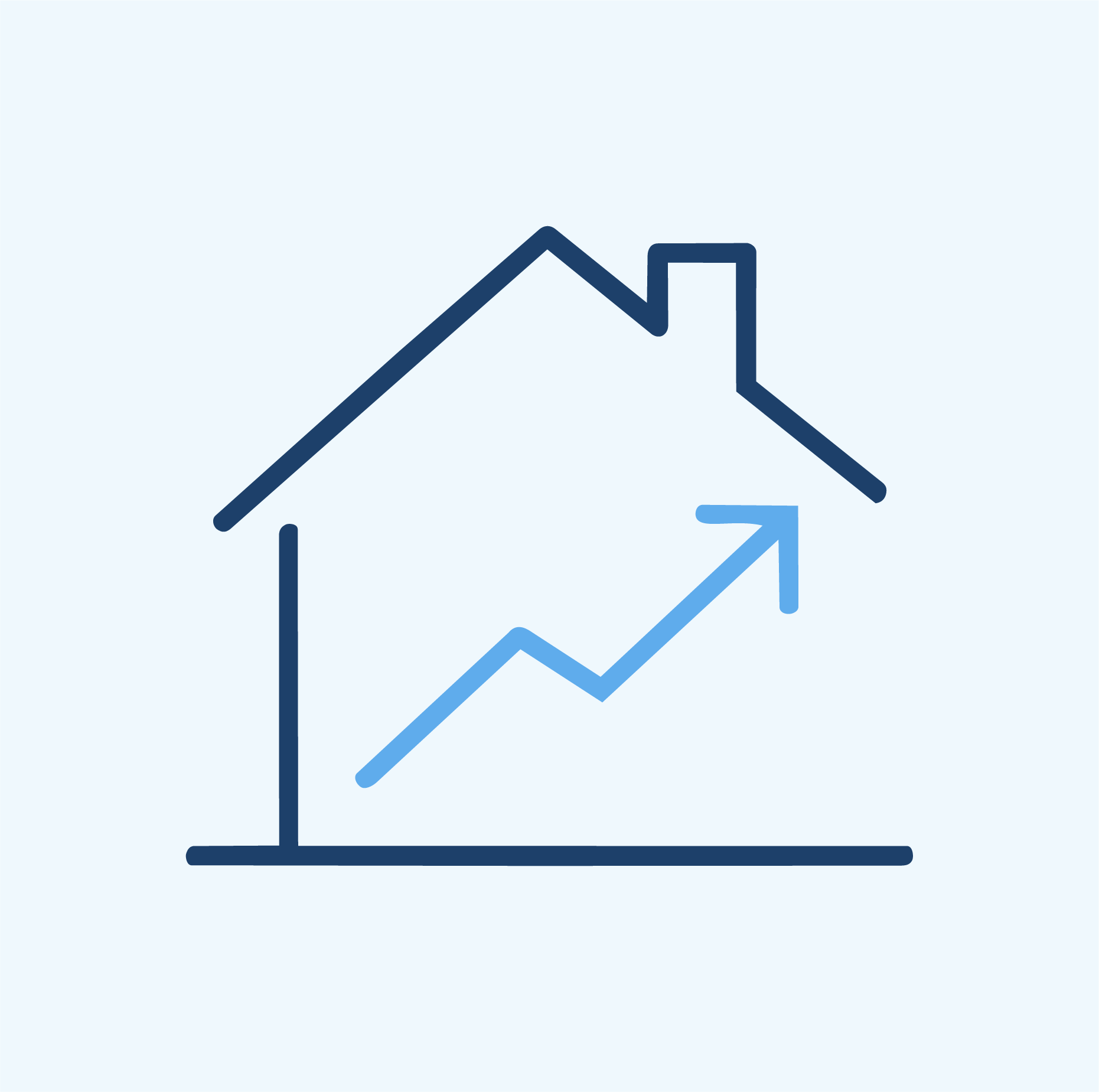 icon of a house and an upward arrow