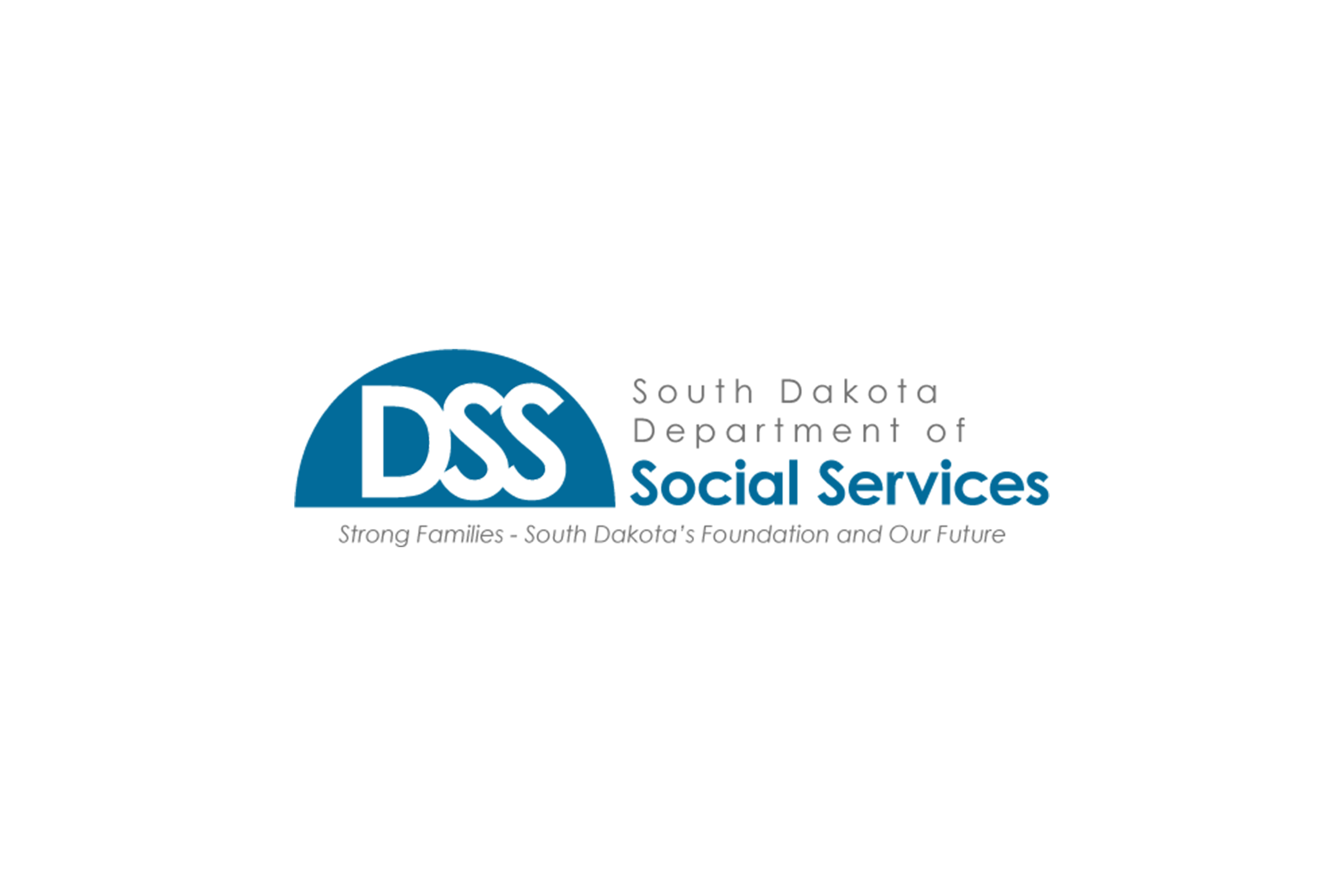 South Dakota Department of Social Services logo with a blue half-circle and the acronym DSS. Below it reads 'Strong Families - South Dakota's Foundation and Our Future'.