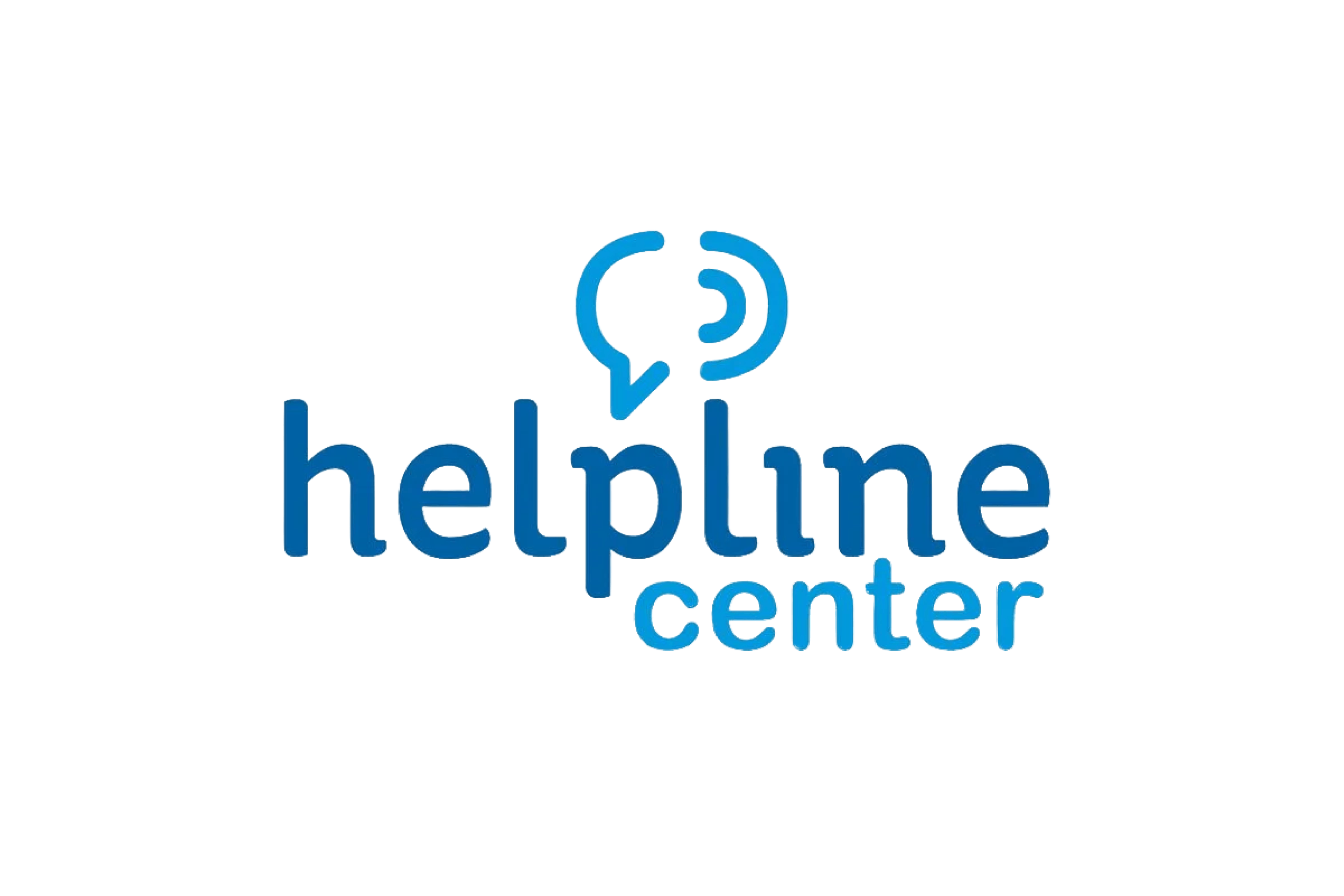 Logo of Helpline Center with a speech bubble icon above the text