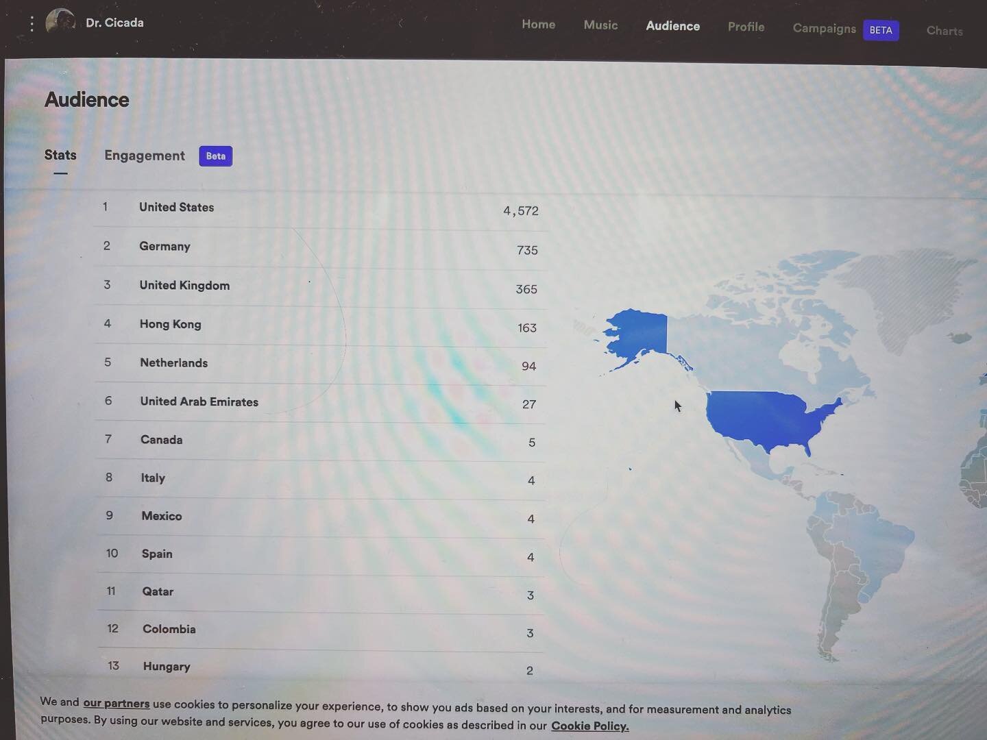 List of countries and streamings are growing. Thanks so much for your support and sharing this important project for me. Dr. Cicada, music for your senses 

#spotify #growing #edm #world #streams #streaming #music #musicproducer #musicians #musician 