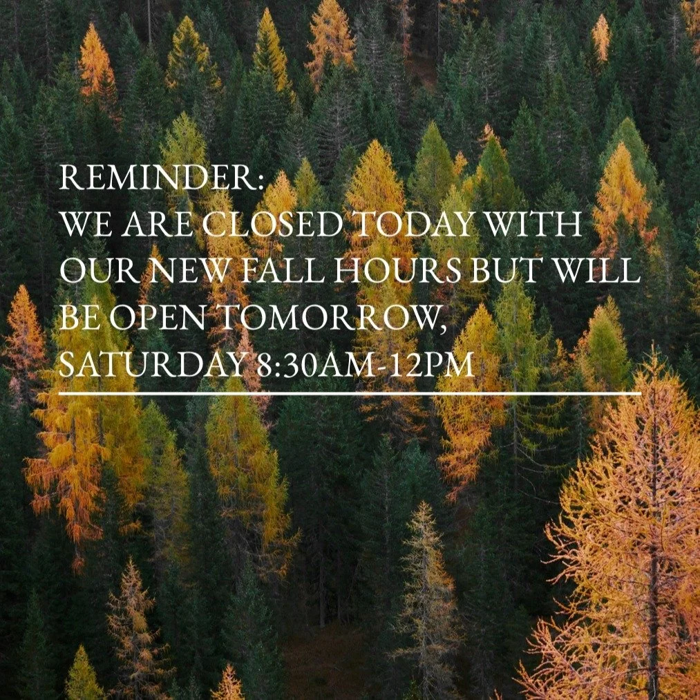Fall Hours: We are CLOSED today, Fri 11/21 and reopen tomorrow, Sat 11/22 from 8:30am-12pm. We apologize for the inconvenience if you need us today. We are happy to help you tomorrow during our business hours. If you have a true ocular emergency, the