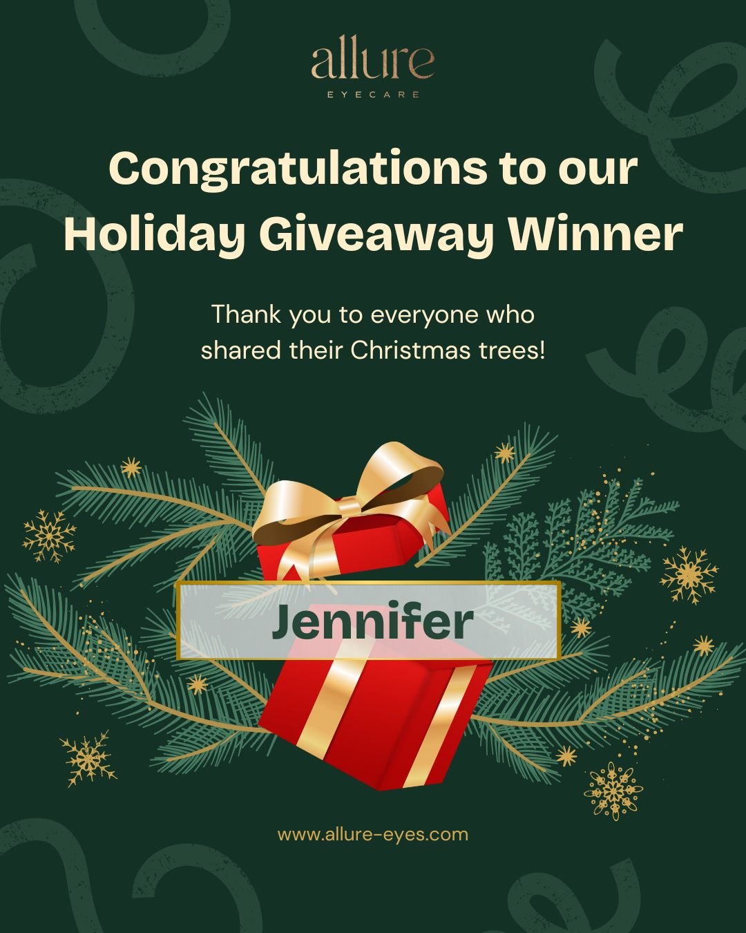 🎄✨ We have a winner! ✨🎄
Thank you to everyone who entered our Holiday Facial Giveaway &mdash; we LOVED seeing all of your beautiful trees!

Congratulations to Jennifer! 🎉
You&rsquo;ve won a FREE spa facial just in time for the holidays ✨

Stay tun