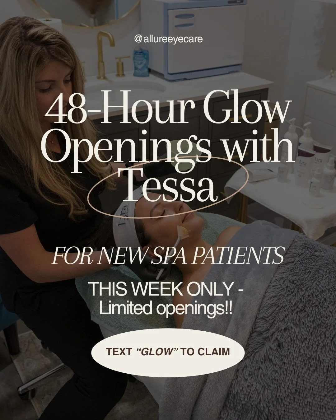 ✨ 48-Hour Glow with Tessa ✨
The perfect excuse for a fresh skin reset ✨

This limited-time offer is for new spa patients only&mdash;perfect if you&rsquo;ve been wanting to try us out 💛

Choose your perk:
&bull; $25 off your service
&bull; Compliment