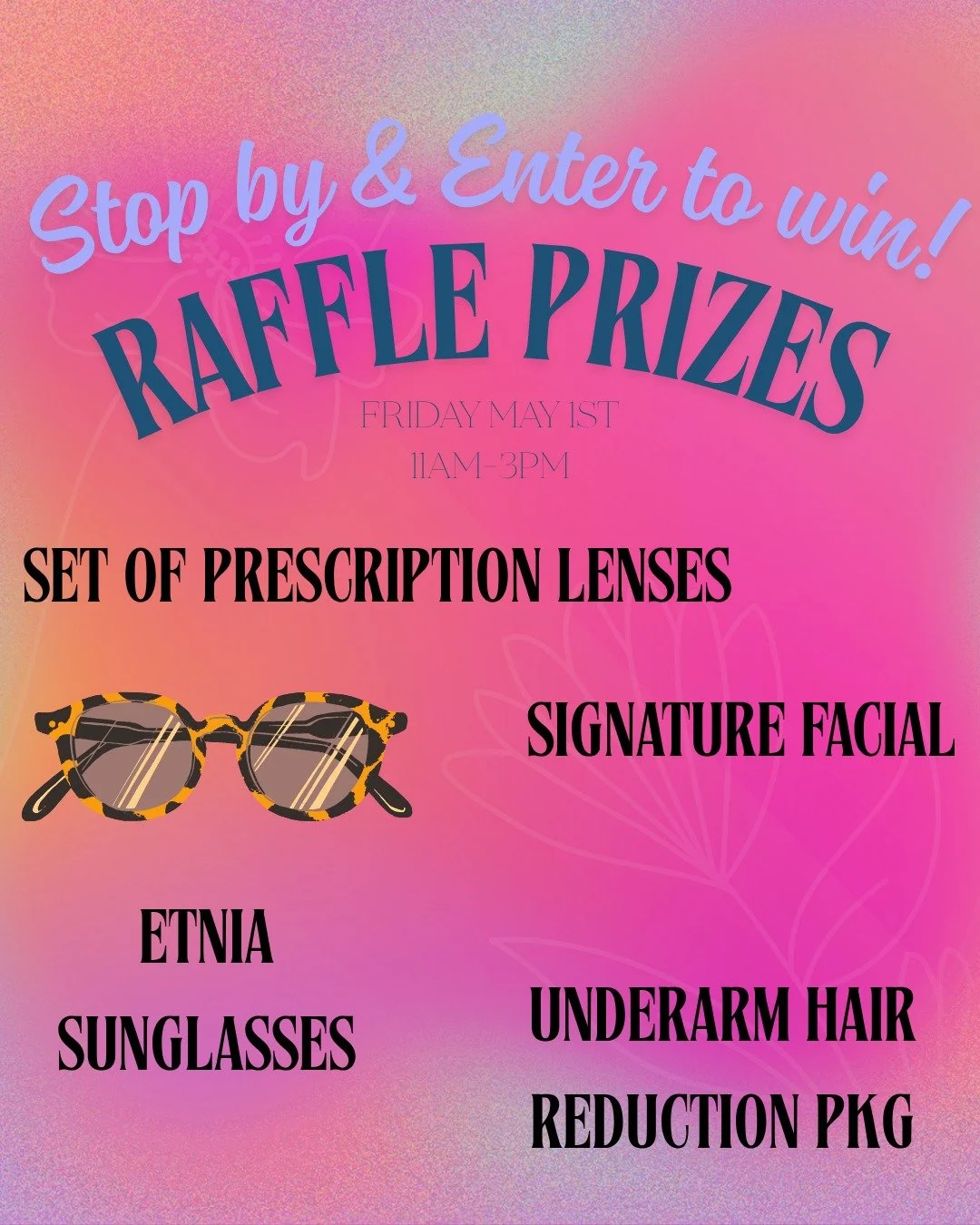 We&rsquo;re giving away some GOOD stuff 👀

🎉 Free facial
🕶️ Sunglasses
👁️ Complimentary prescription lenses
✨ Underarm IPL package

Stop in, enter to win, and treat yourself 💚

#raffle #giveaway #frameshow #bloomingtonIndiana #optometrist #fashi