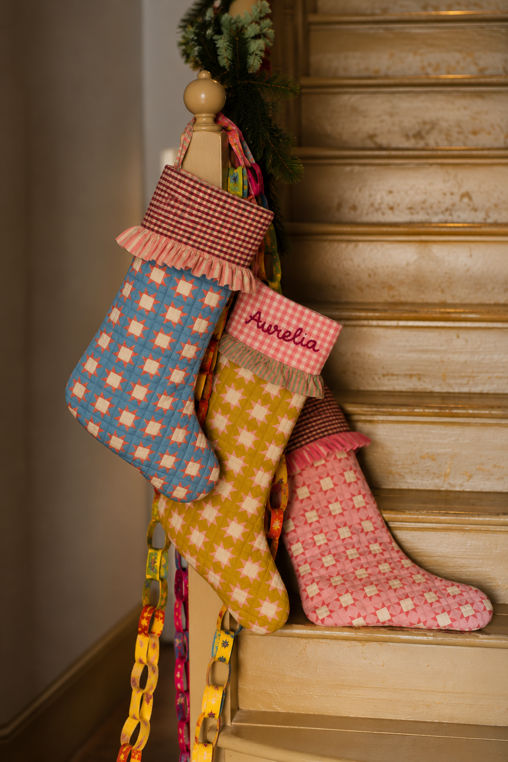 Personalised Patchwork Frill Stockings