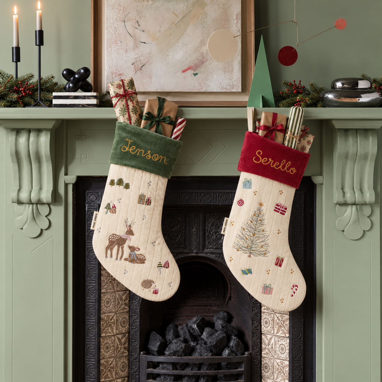 Personalised Velvet Trim Stockings