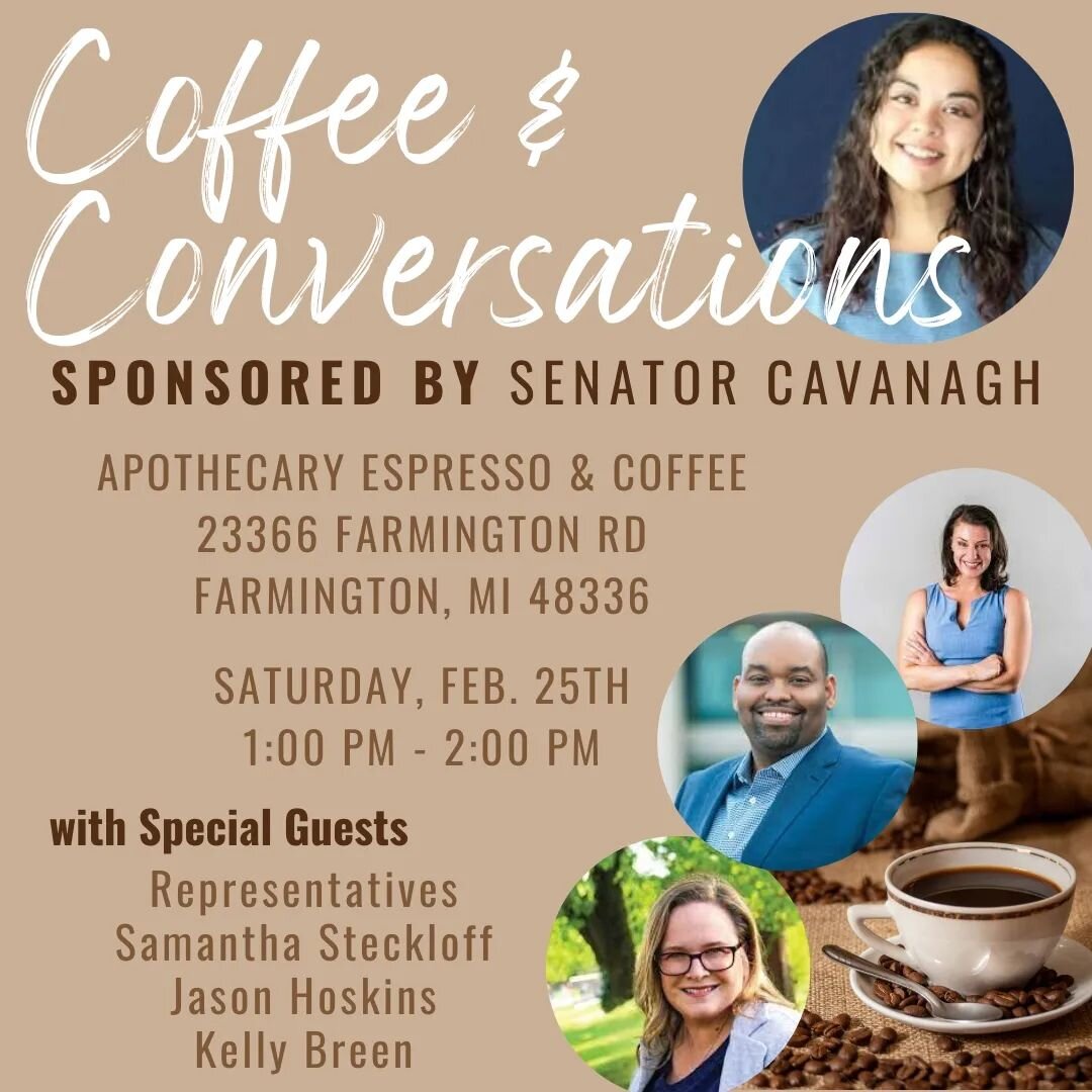 As the new State Senate District 6 covers multiple communities across Wayne County &amp; a portion of Oakland, I will be doing #CoffeeandConversationTours across the district for accessibility. All are welcome, but keep an eye out for when #Coffeeand