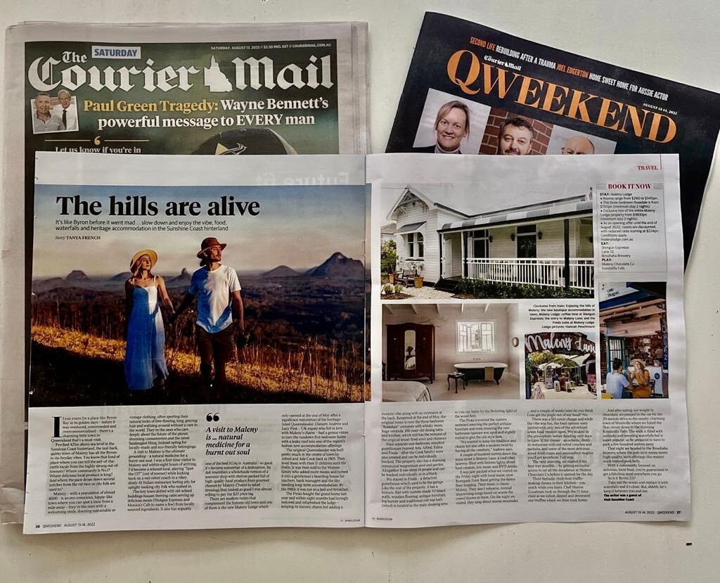 The hills are most certainly alive&hellip; 

Thank you @couriermail @qweekend for including us in this brilliant write up today. 

You are absolutely right when you say &ldquo;A visit to Maleny is natural medicine for a burnt out soul.&rdquo;
