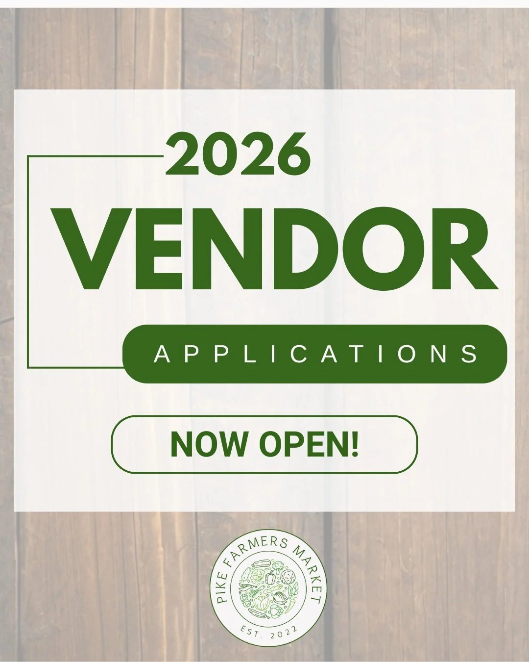 ✨ 2026 Vendor Applications Are Open! ✨

The Pike Farmers Market is heading into its 5th season, and we&rsquo;re looking for local vendors to join us.

If you&rsquo;re passionate about what you make and love connecting with the community, we&rsquo;d l