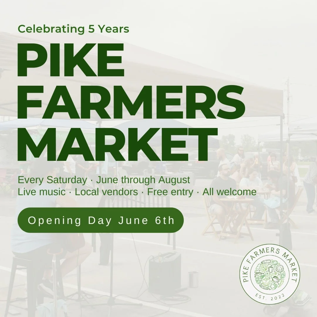After a long winter, Pike Farmers Market is gearing up for Season 5! 🌱 

We open on June 6th and we can't wait to welcome you back. Follow along over the next few weeks as we reveal what you can look forward to this year.

#farmersmarket #piketownsh