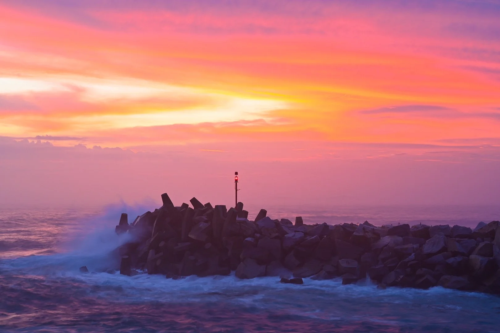 Pink Hour at the Break Wall