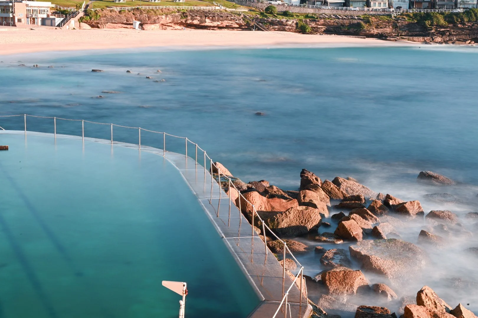 South coast pool during sunrise with a long exposure to make the water all nice and wispy