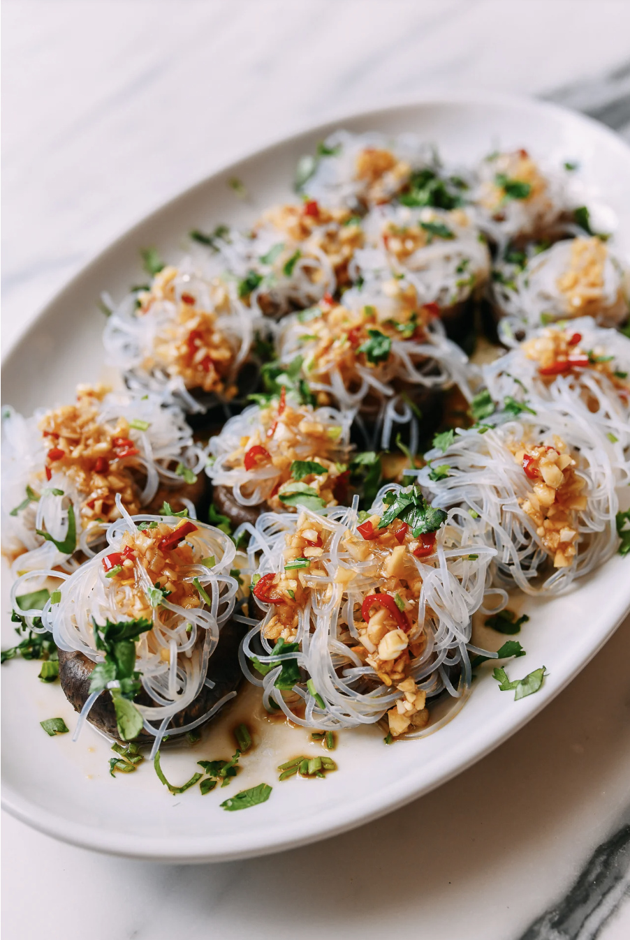 Spicy Garlic Shiitake Mushrooms and Glass Noodles
