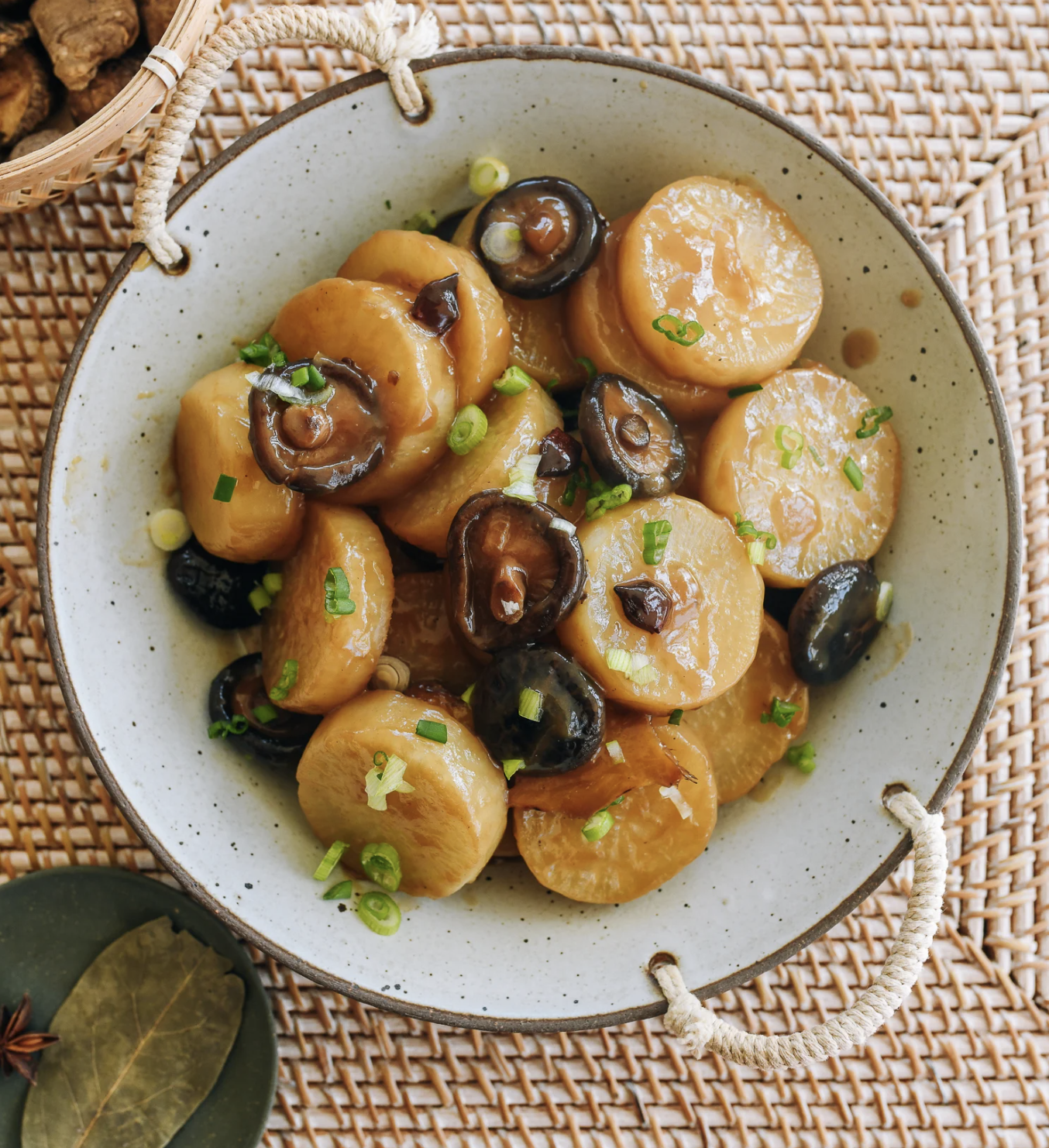 Braised Daikon with Shiitake Mushrooms