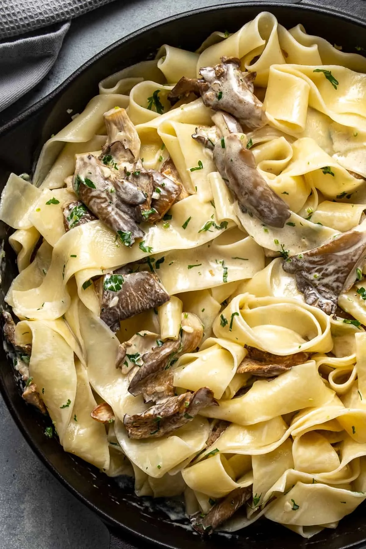 Oyster Mushroom Pasta With A Creamy Sauce