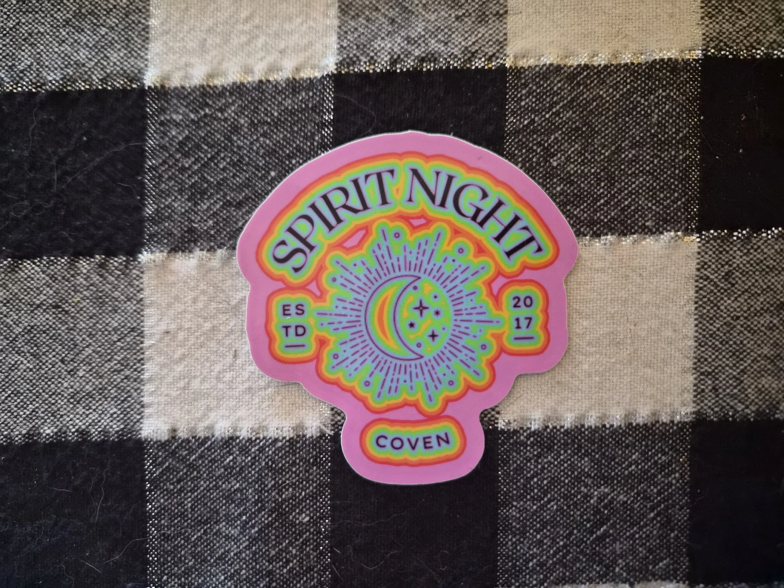 Spirit Night Coven Logo Rainbow Vinyl Sticker, 3x3"