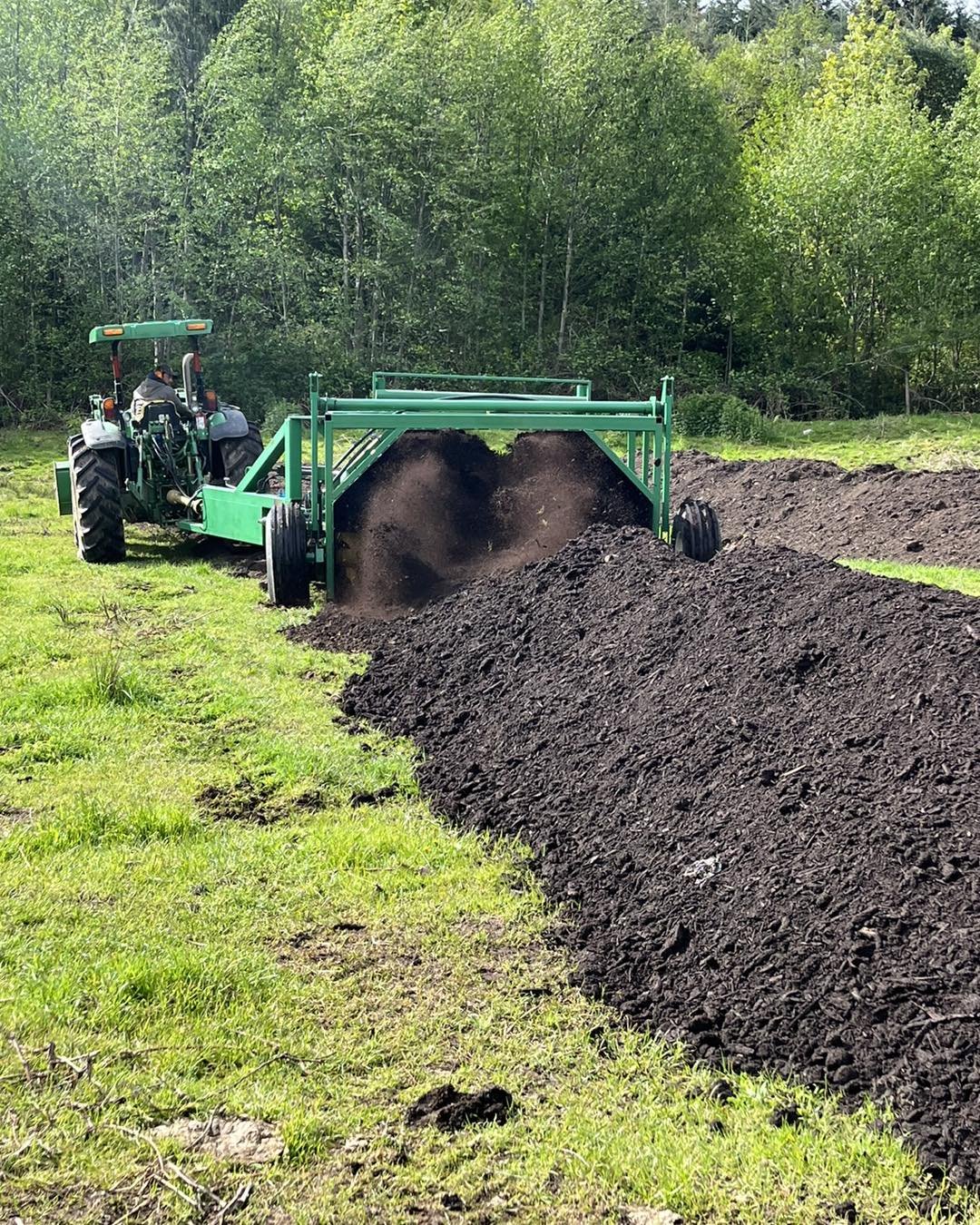 Trying out our new compost turner today, we got a little lucky to find this machine in a farm auction recently, after wanting one for a number of years. 

Our goal is to utilize this machine to mix our cow bedding with chicken and cattle manure to ma