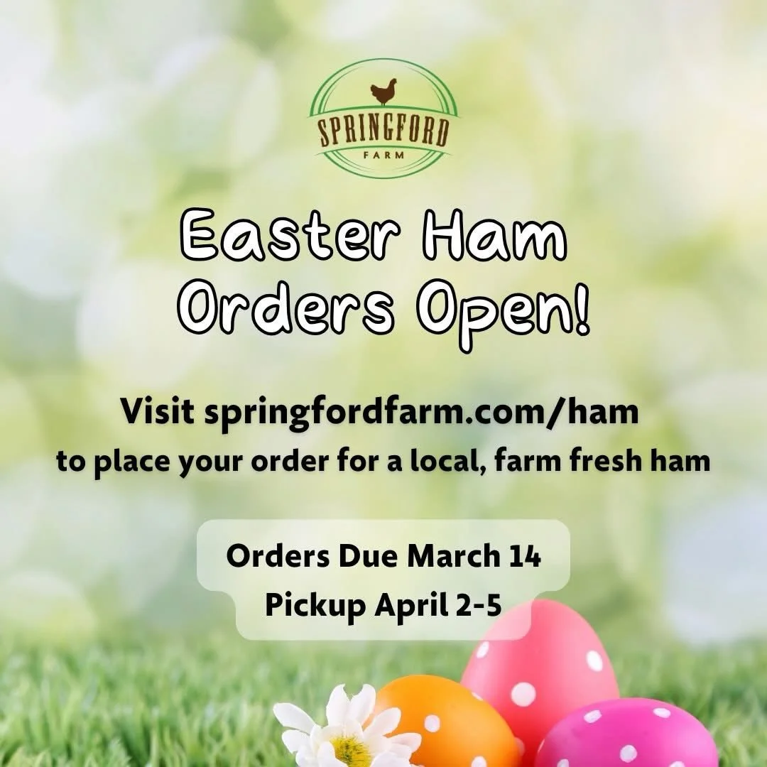 👉Don&rsquo;t forget to order your fresh, Island-raised Easter ham! Orders are due this weekend. 
 
https:://www.springfordfarm.com/ham