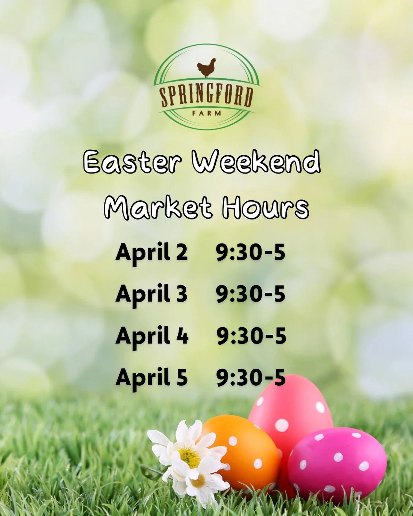 We are open regular hours this weekend! 🌷🐰🐣