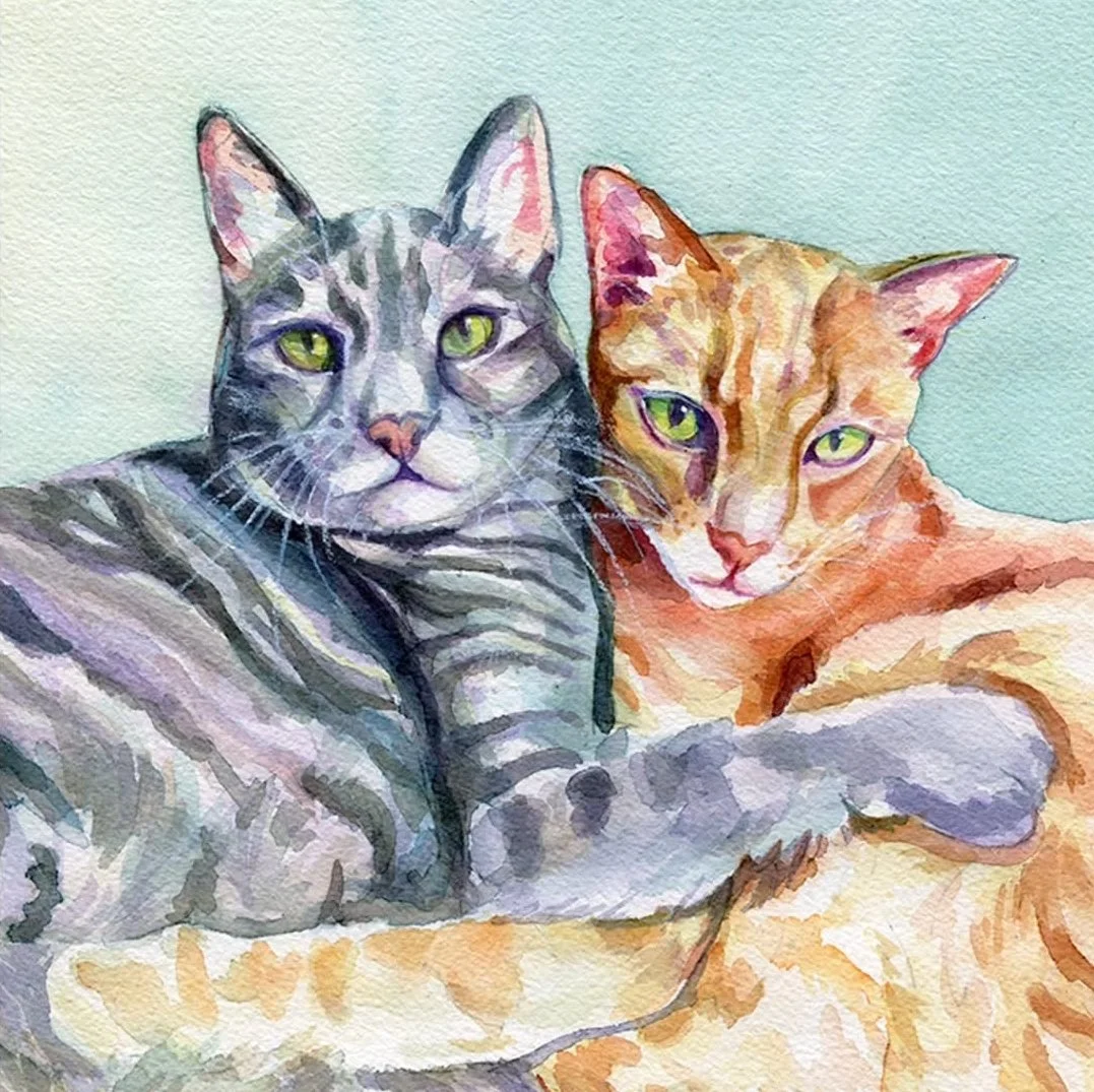 Cute Watercolor Cat Portrait