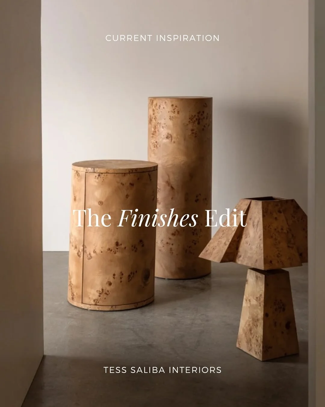 Current inspiration at the TSID Studio &mdash; We&rsquo;re loving natural materials and unexpected pairings. We&rsquo;d love to hear your thoughts, which of these finishes resonate with you?