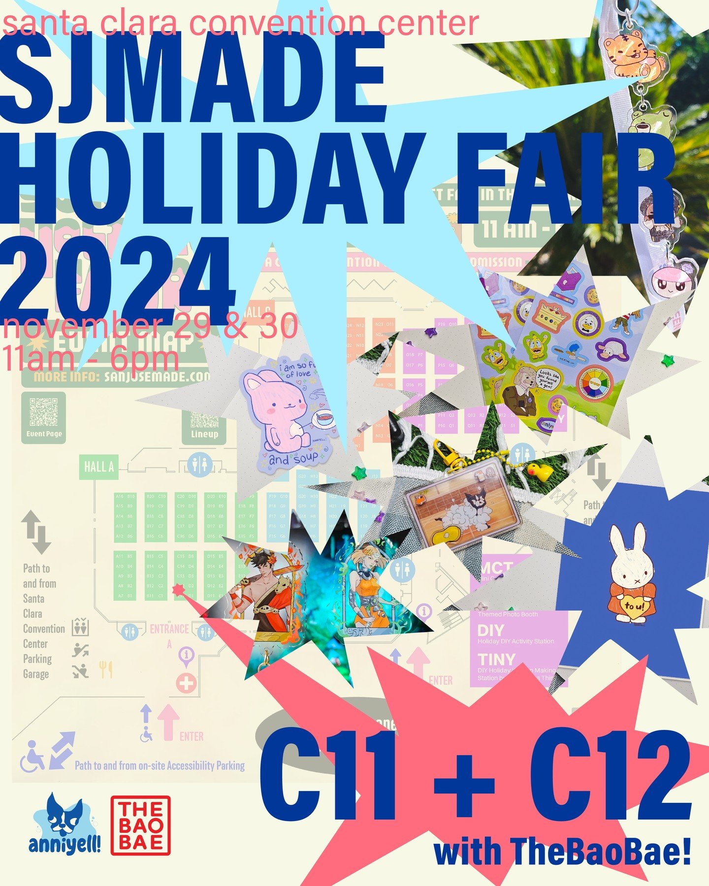 last event of the year!!! come say hi to me and @thebaobaeshop at C11+C12 near the entrance! yippee

-

#artistalley #conventionartist #smallbiz #artistsupport #animeartist #trinkets #bayarea #artistalleytable #artistalleybooth