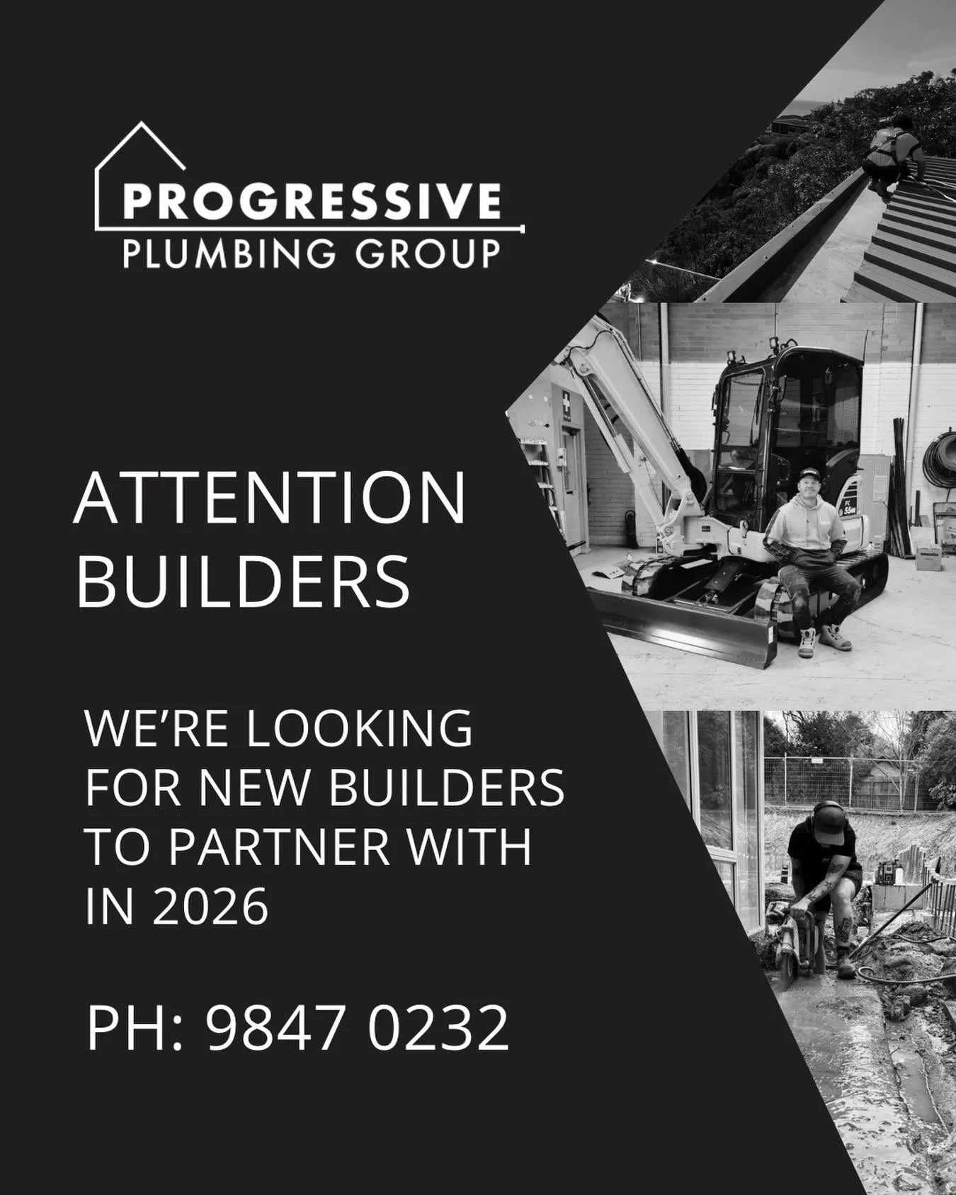 We&rsquo;re looking to work with an additional builders in 2026. We&rsquo;re looking for a custom builder in the Eastern Suburbs (Park Orchards, Blackburn, Nunawading, Warrandyte or surrounds).

If you are on the hunt for a Plumber to work alongside 