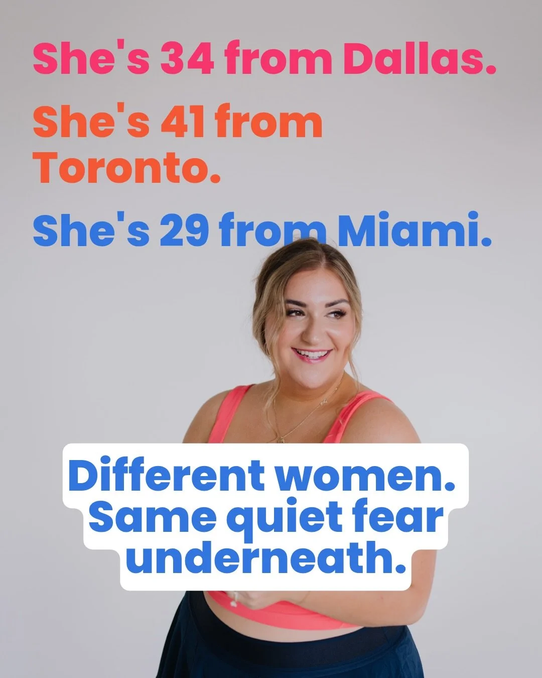 She&rsquo;s 34. She&rsquo;s 41. She&rsquo;s 29. She lives in Dallas, Toronto, Miami - and probably a dozen other cities I could name. ✨

And the thing they all have in common has nothing to do with their age or their zip code.

It&rsquo;s the fear th