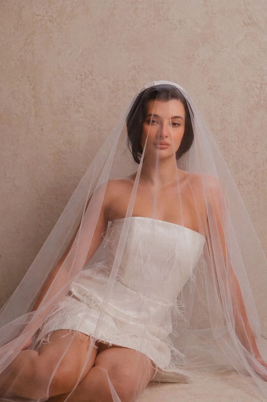 Colette veil and satin pillbox hat 