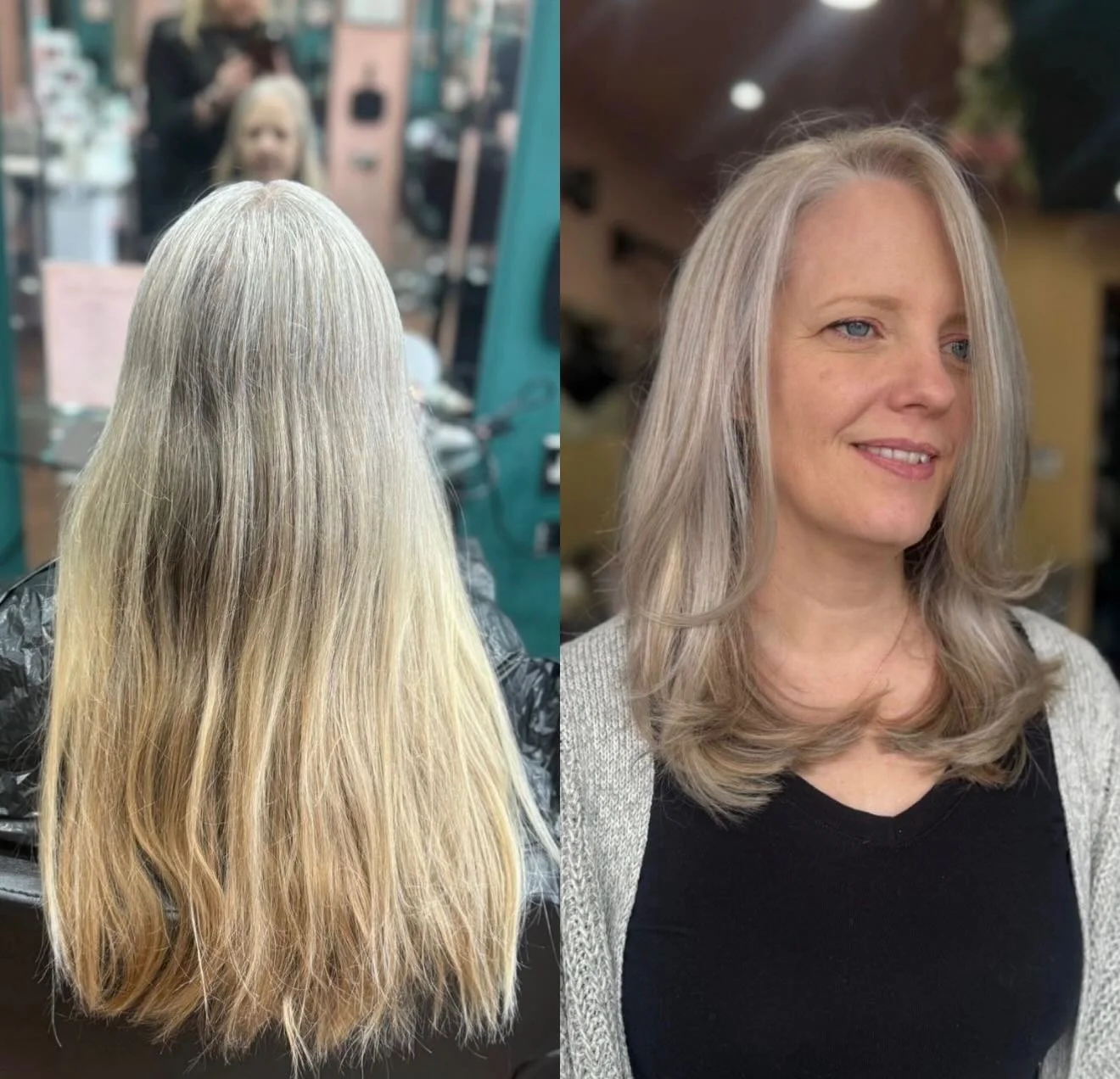 Thinking about embracing your natural grey hair but not sure where to start?
You don&rsquo;t have to choose between harsh root lines or an all-over colour commitment.
Our Grey Blending service is designed for women who want a softer, more natural tra