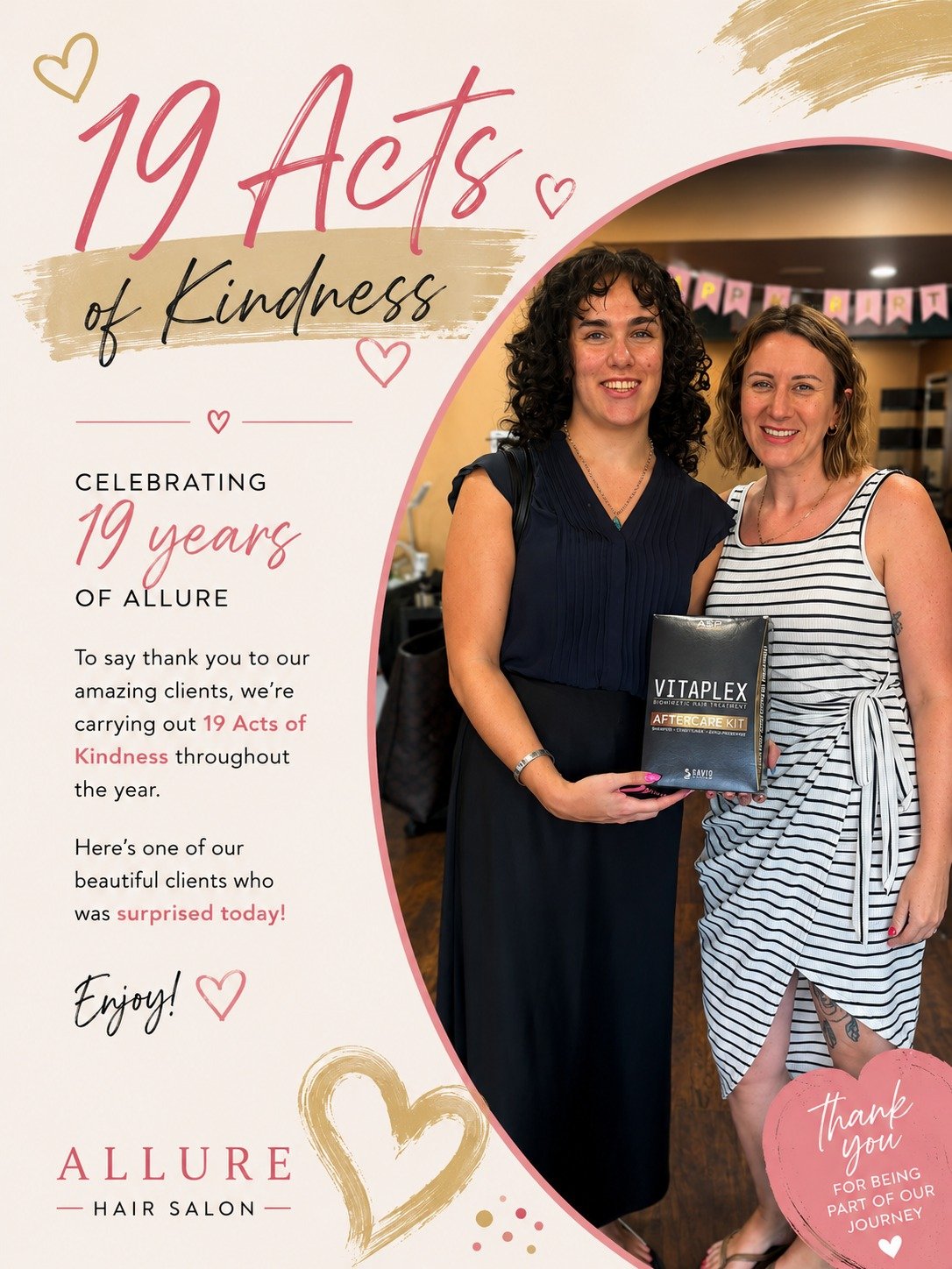 Because Kindness Matters 🤍

This year, we're celebrating 19 years of Allure by giving back.

Not because we have to...

Because we want to.

Every gift is a small reminder of how grateful we are for the trust our clients place in us every single day