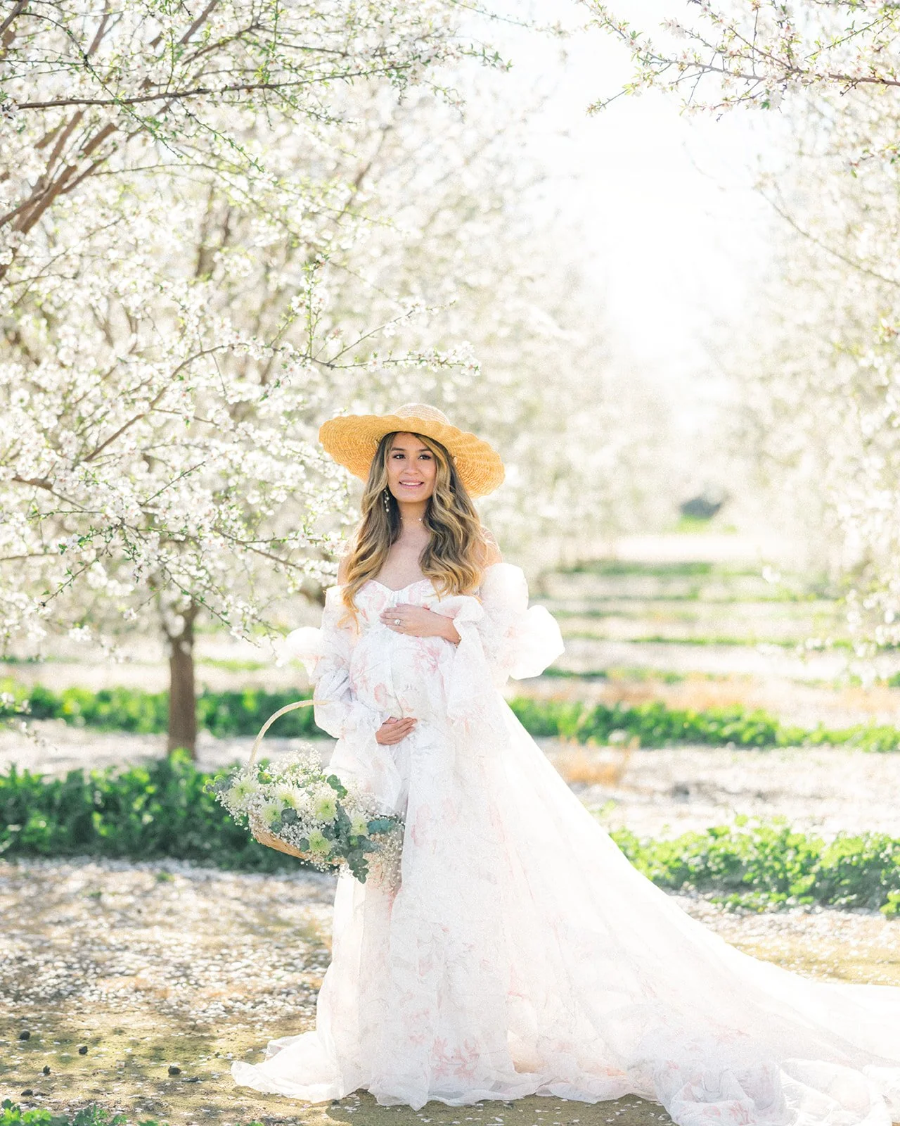 A Springtime Maternity Session in the Almond Blossoms | Bakersfield, CA