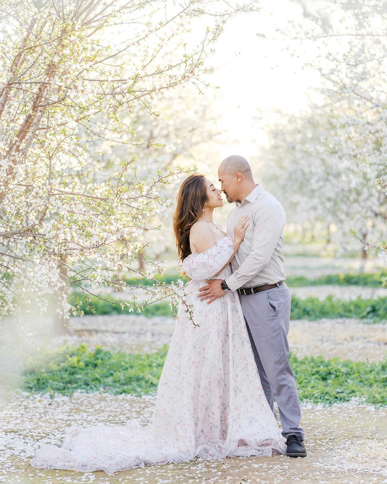 A Sunny Almond Blossom Engagement Session | Bakersfield, CA