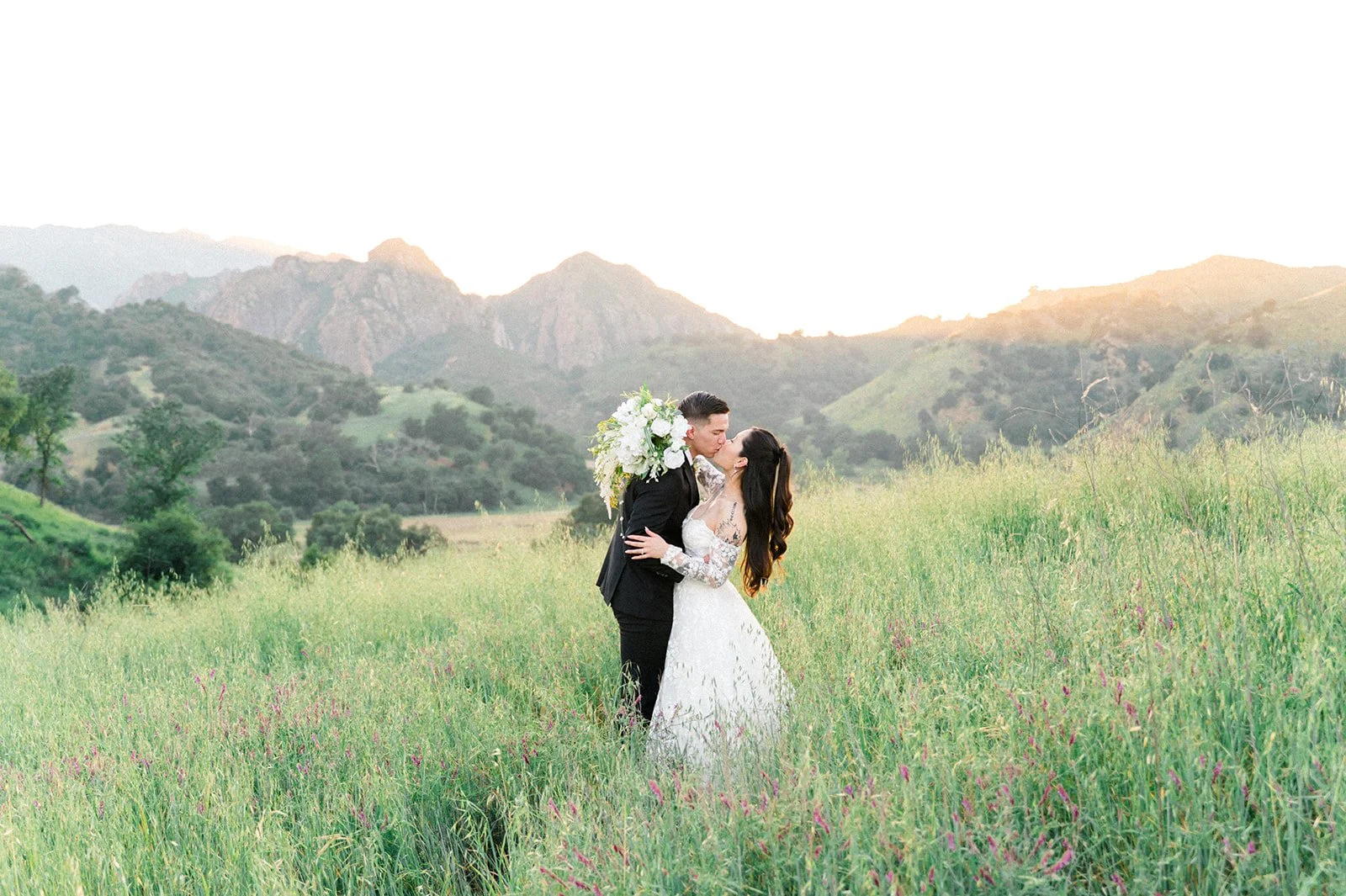 A Beautiful Sunset Wildflower Elopement | Malibu, CA