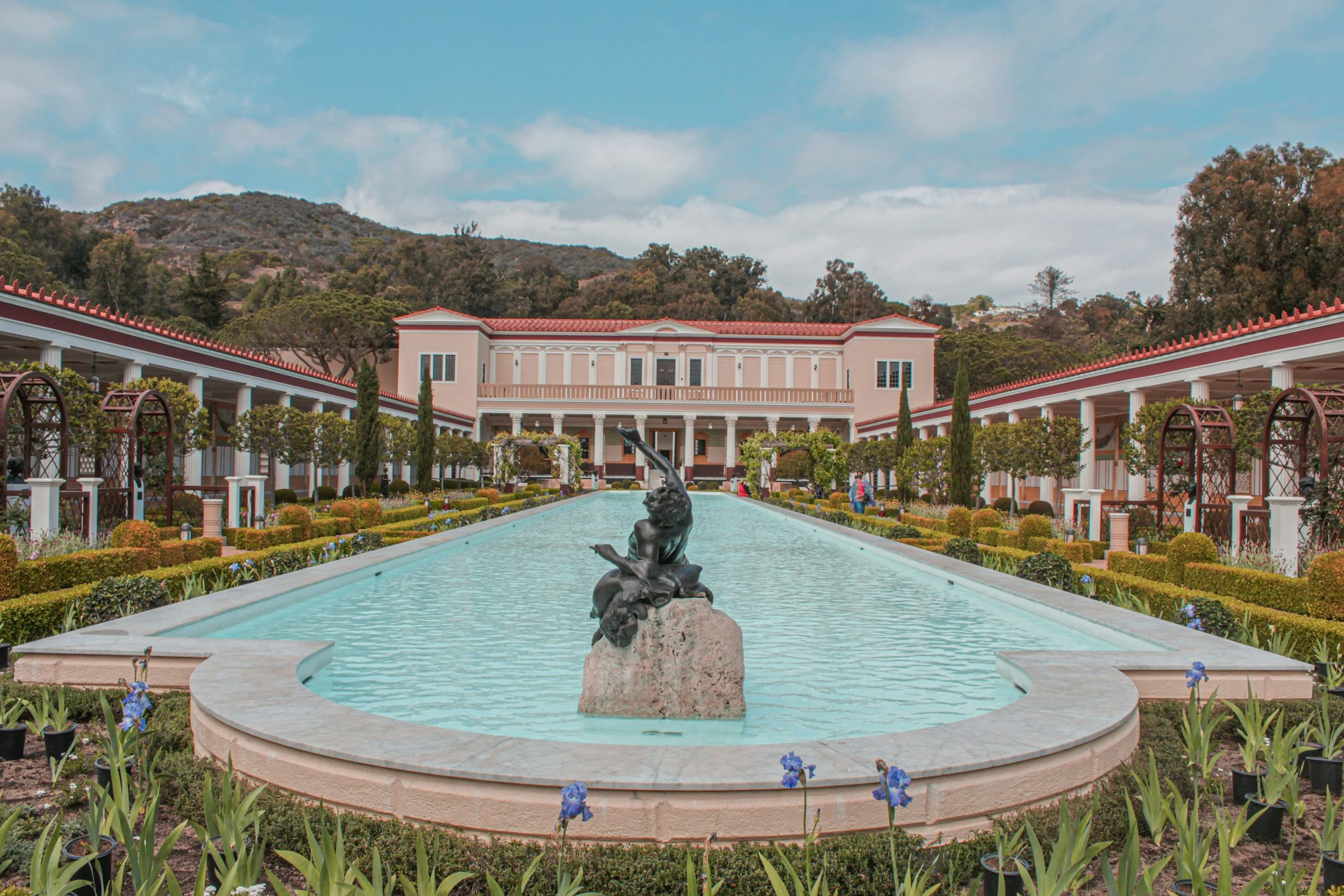 View of the Getty Villa, taken in front of the pool