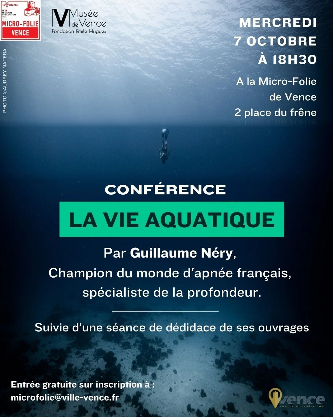 Conférence : "La vie aquatique" par Guillaume Néry
