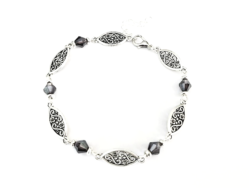 Filigree Bracelet - Crystal Glass Beads