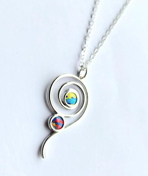Spiral Beaded Pendant - Silver