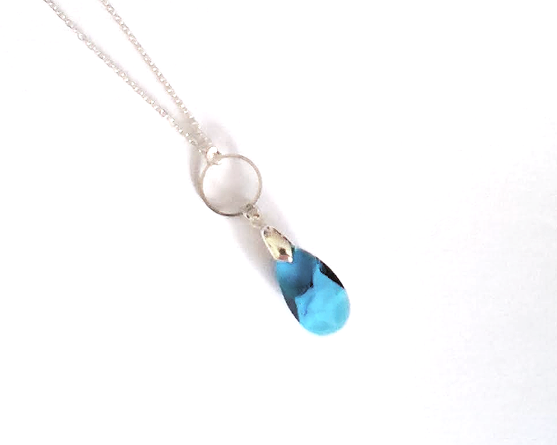Silver/Blue Glass Pendant