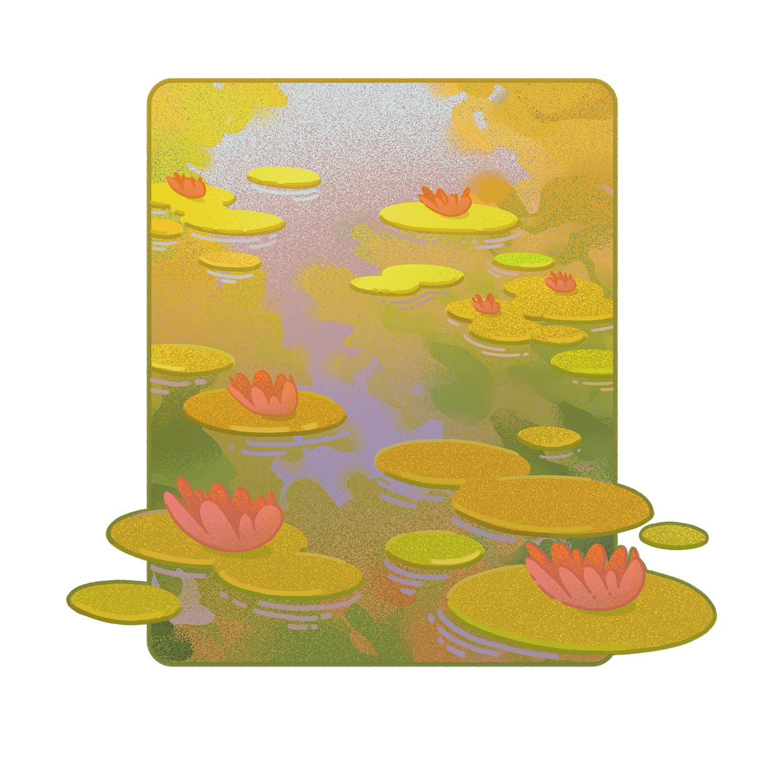 "Monet"
Digital
A Monet-inspired lily pad scene with a focus on color and movement. Printed on totes and T-shirts.