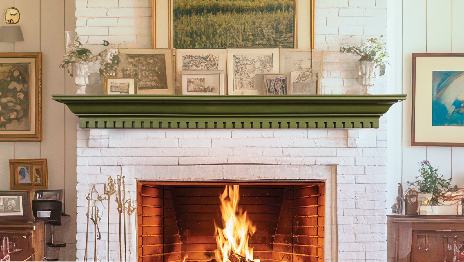 Federal Non-Combustible Fireplace Mantel in Avocado