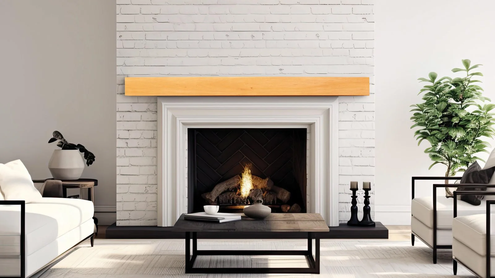 Classic Wood Fireplace Mantel in Honey Oak