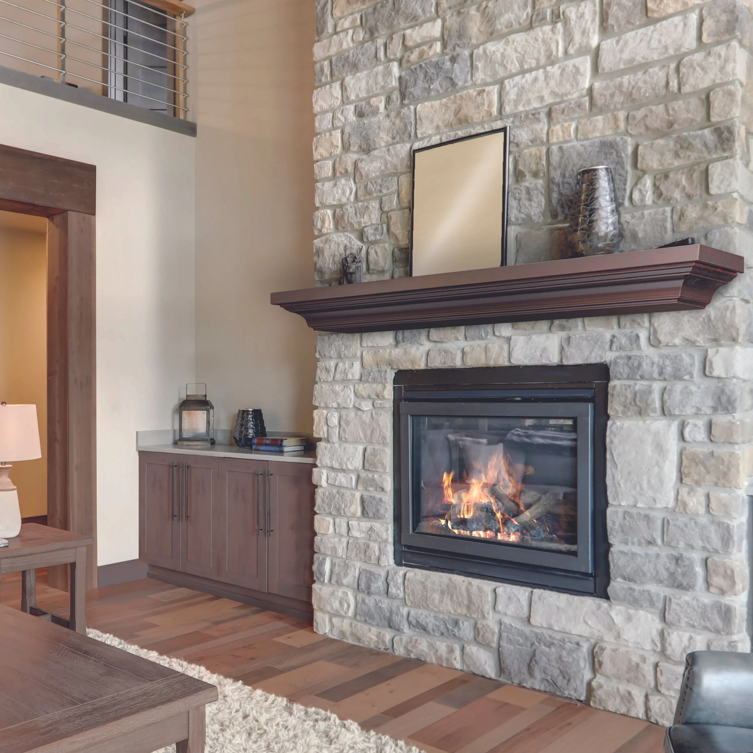 Woodford wood fireplace mantel in cherry color